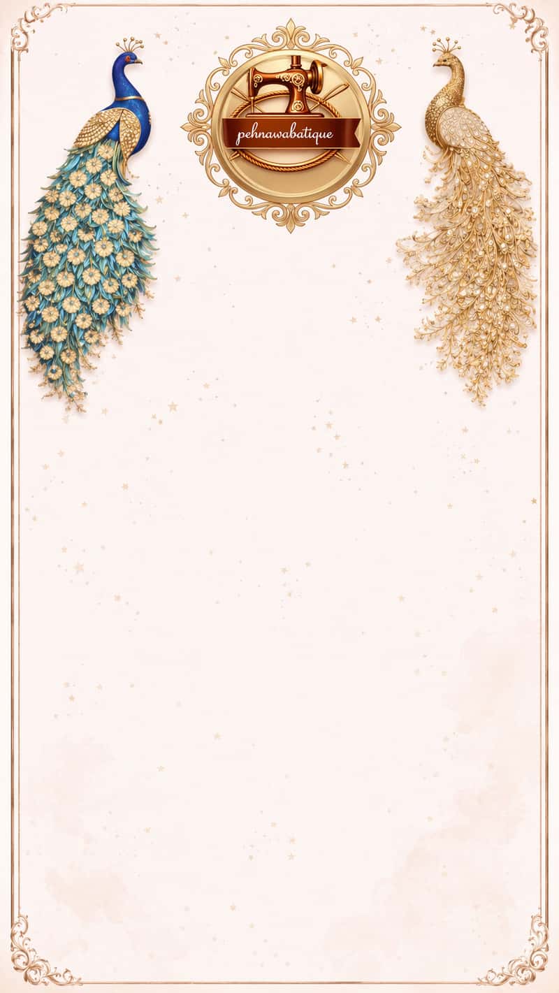 Pehrawa Boutique handcrafted Punjabi peacock embroidery on Giza Cotton — Kudta Chadra background